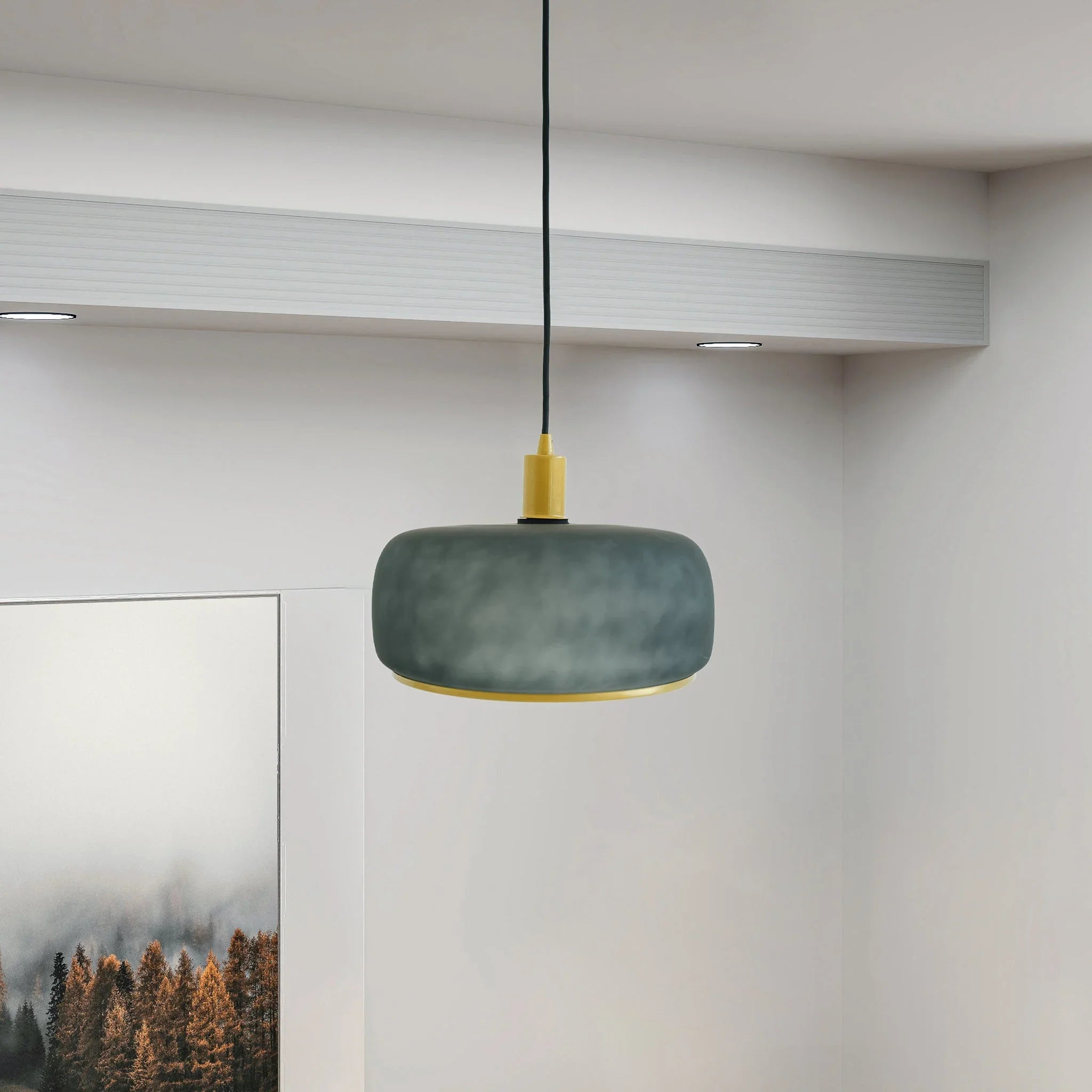 Illuminate Spaces with Pendant Lamp Glass Metal Black Gold