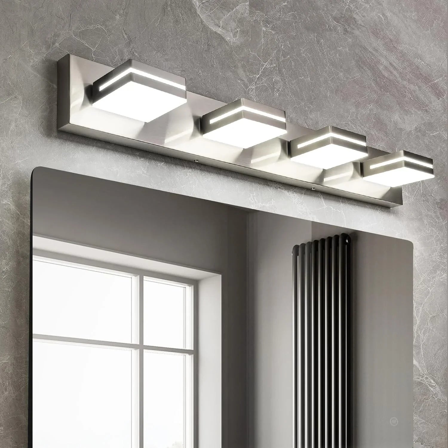 Bathroom Vanity Light Fixtures Brushed Nickel LED Dimmable Modern Wall Mounted Lighting 4 Lights - okeli lights