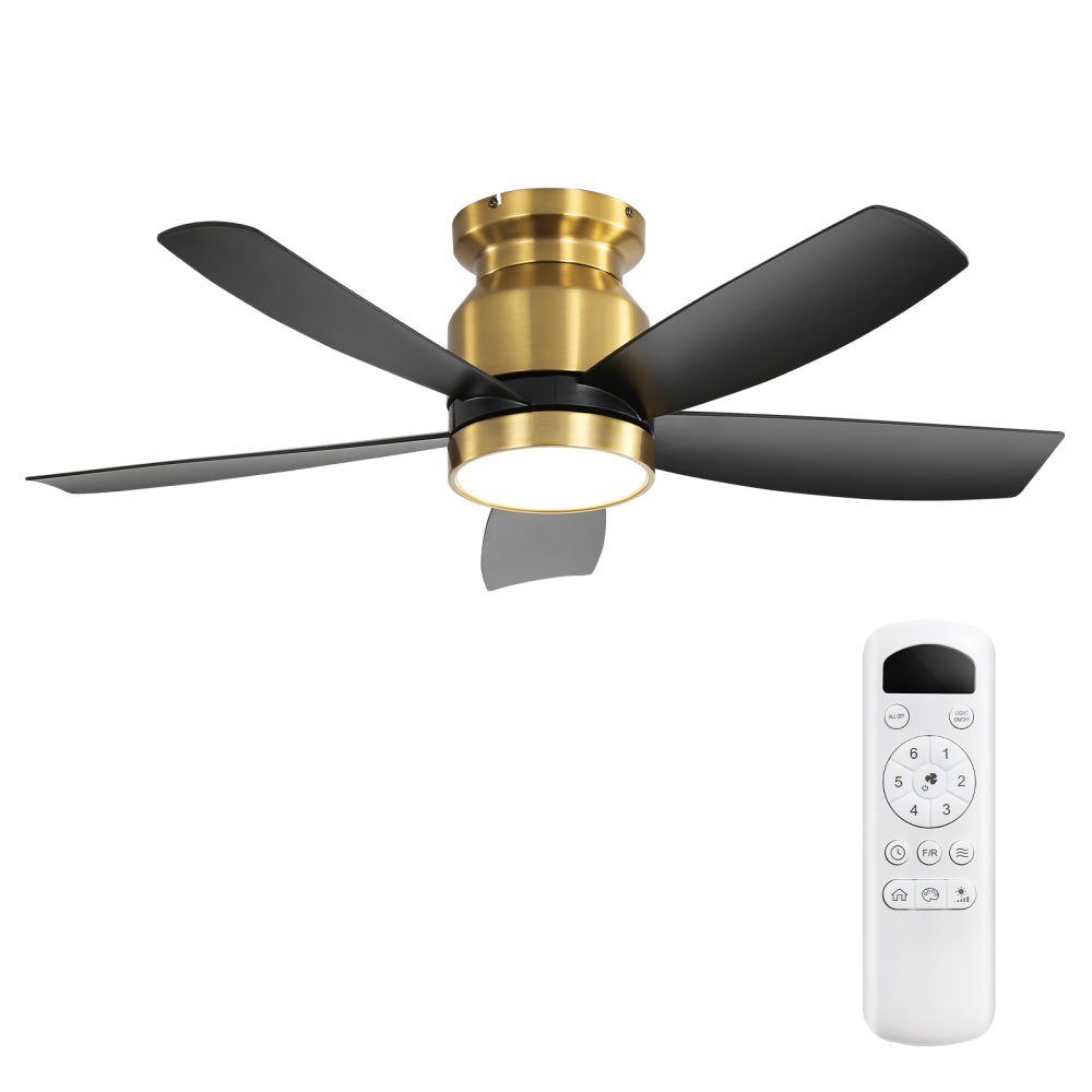 42" Flush Mount Ceiling Fan with LED Light & Remote Dimmable 3CCT Lighting Reversible DC Motor