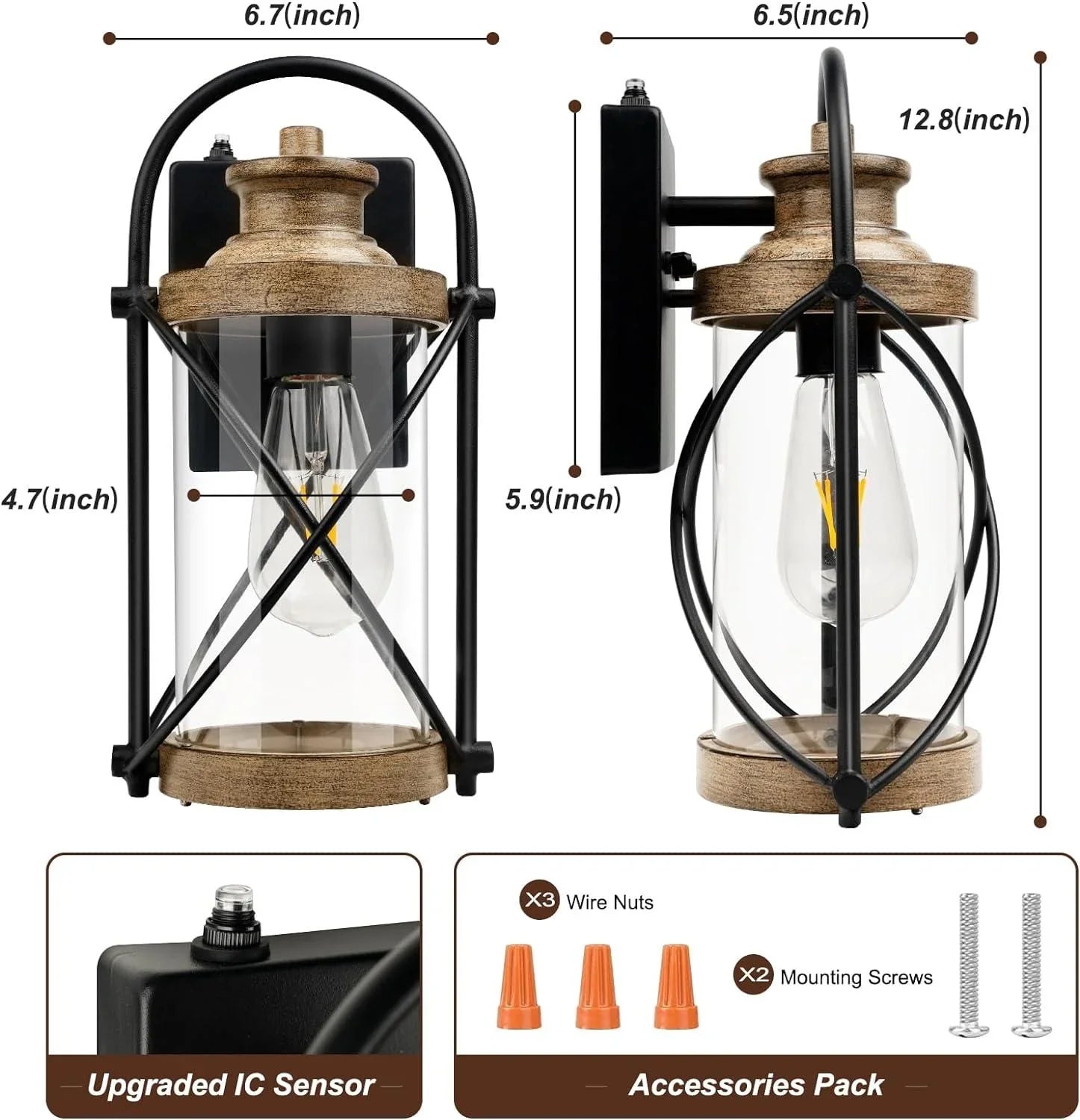 Dusk to Dawn Outdoor Waterproof Wall Lights with Glass Shades - okeli lights