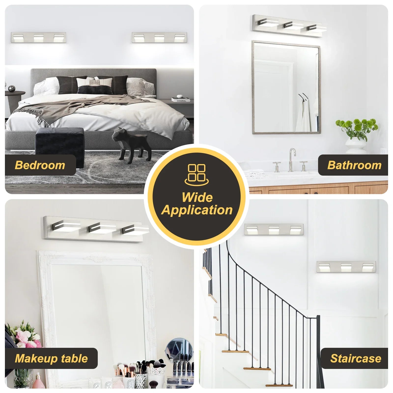 Bathroom Vanity Light Brushed Nickel Modern 24W LED 350° Adjustable Lamp Head ETL Listed - okeli lights