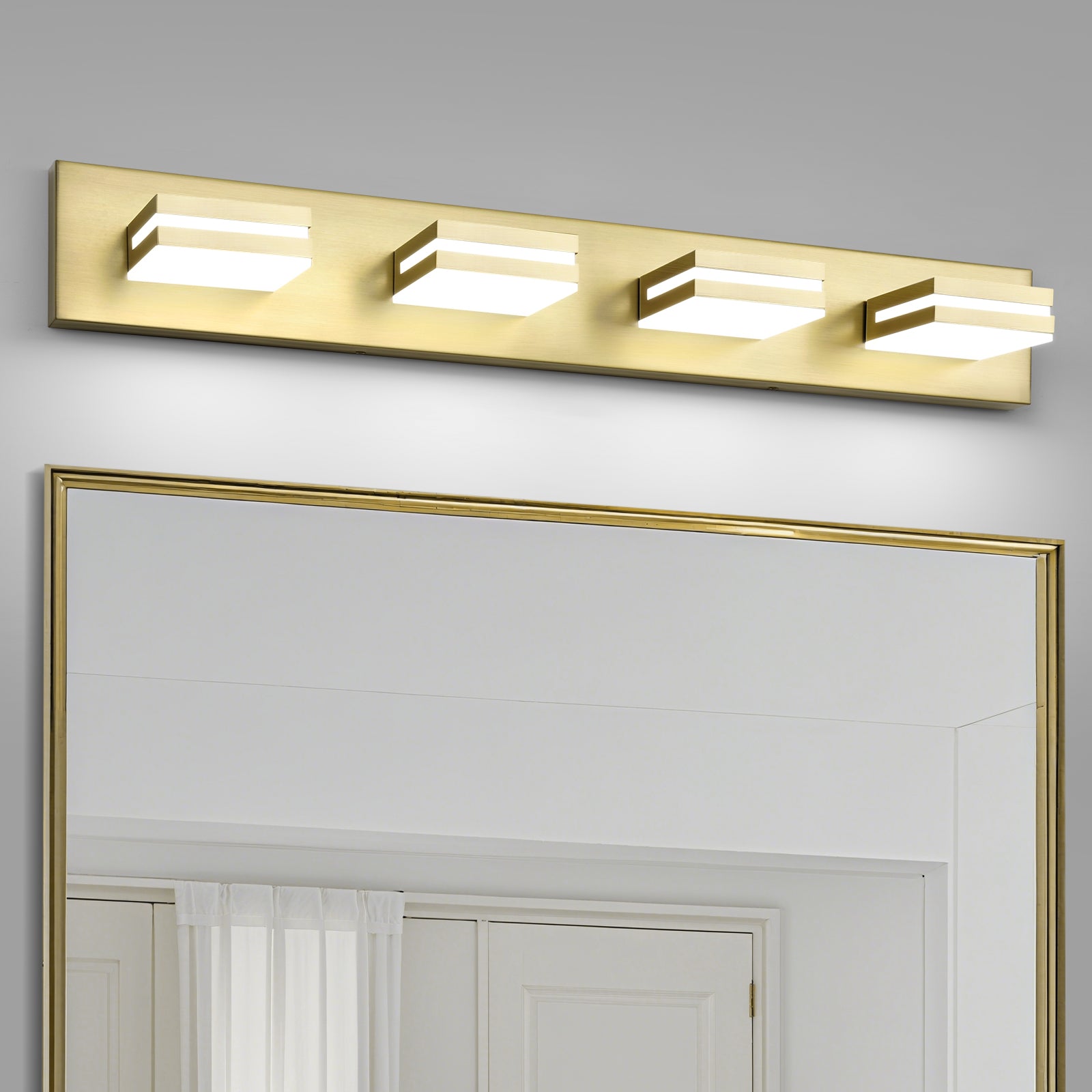 Bathroom Vanity Light Fixtures Brushed Nickel and Gold LED Dimmable Modern Wall Mounted Lighting