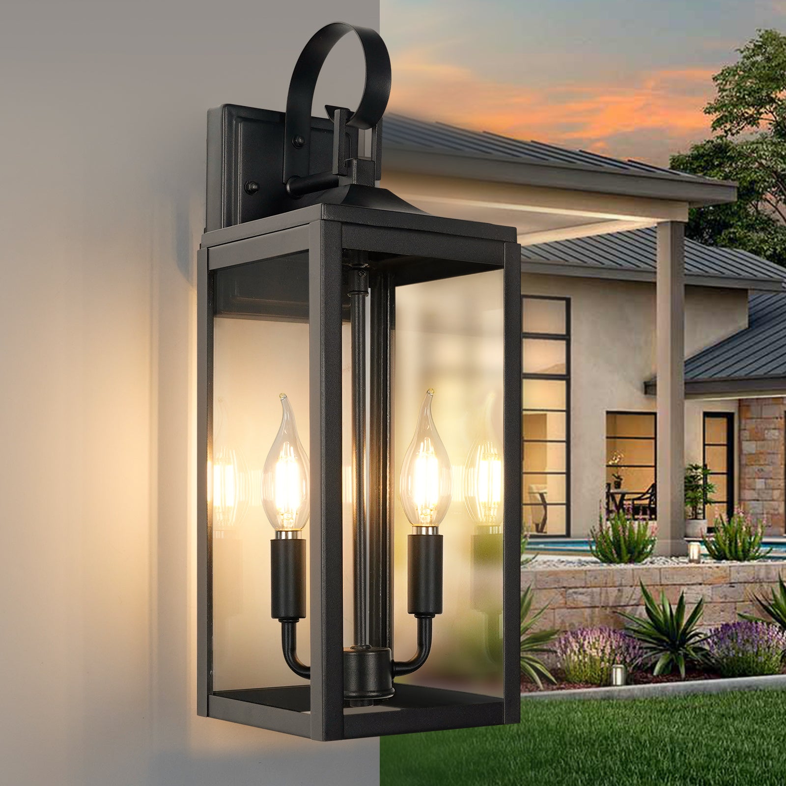 Outdoor Lighting Fixtures Dusk to Dawn Wall Sconce Front Porch Exterior Light 1-Pack