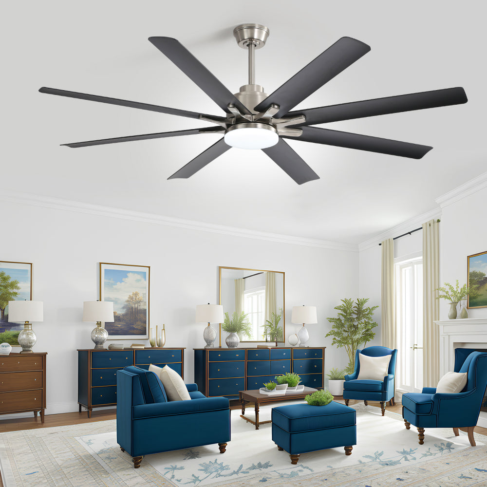 66" Modern Smart Ceiling Fan with LED Light, Dimmable, 8 ABS Blades, Quiet Reversible DC Motor, Remote & App Control