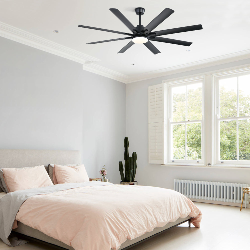 66" Modern Smart Ceiling Fan with LED Light, Dimmable, 8 ABS Blades, Quiet Reversible DC Motor, Remote & App Control