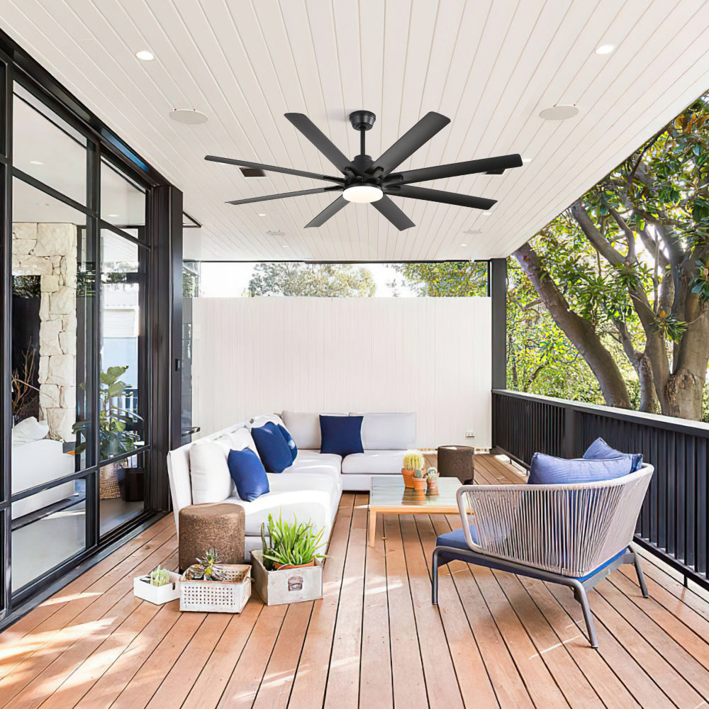 66" Modern Smart Ceiling Fan with LED Light, Dimmable, 8 ABS Blades, Quiet Reversible DC Motor, Remote & App Control