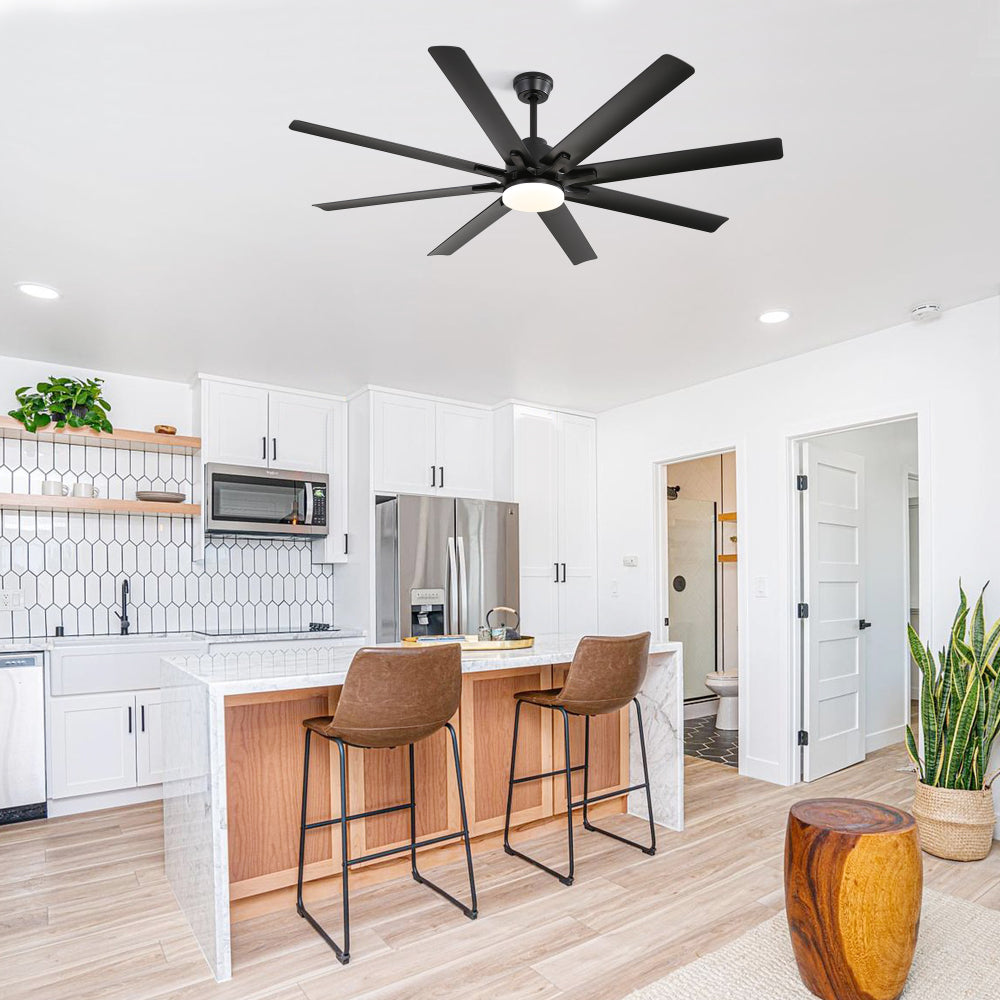 66" Modern Smart Ceiling Fan with LED Light, Dimmable, 8 ABS Blades, Quiet Reversible DC Motor, Remote & App Control
