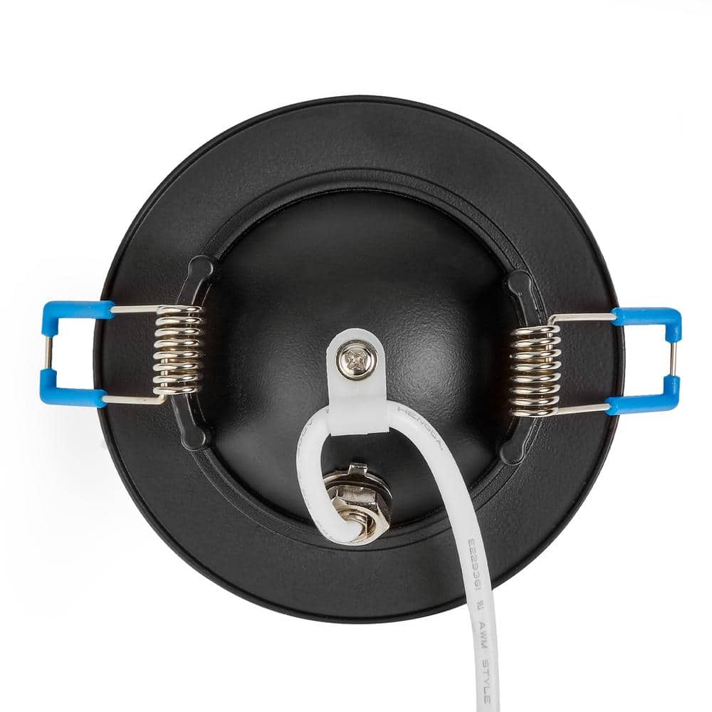 OKELI Adjustable Slim Recessed LED Floating Gimbal Downlight, 360-Lumens, 5-CCT Color Selectable 2700K-5000K, Black Trim