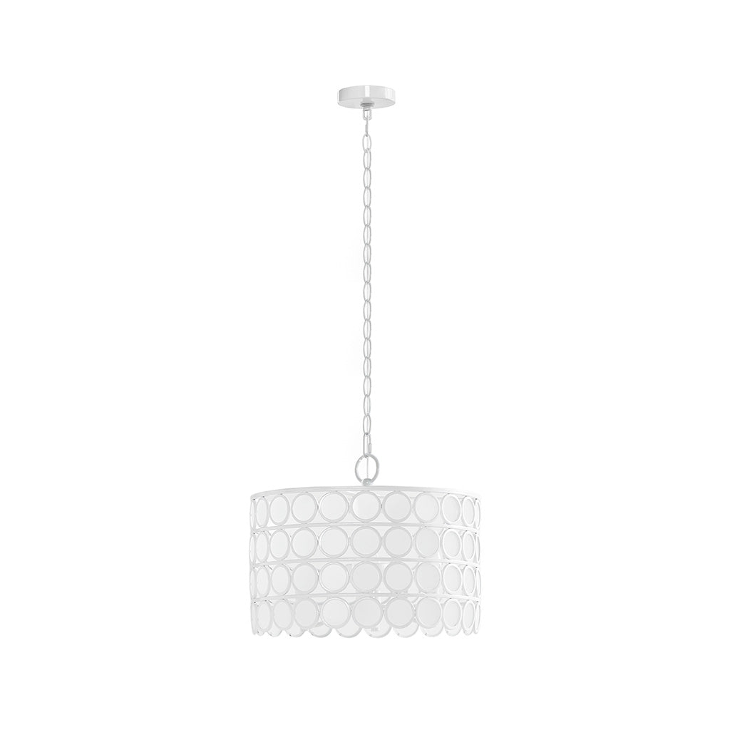 4-Light Glass Drum Shade Chandelier Mid-Century Modern White Ceiling Light for Dining Room & Kitchen