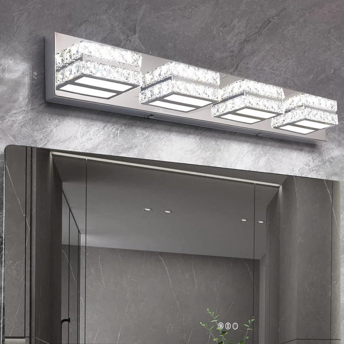 Bathroom Crystal Vanity Light Fixture LED Modern Indoor Mirror Front Lamp Dimmable 4-Lights - okeli lights