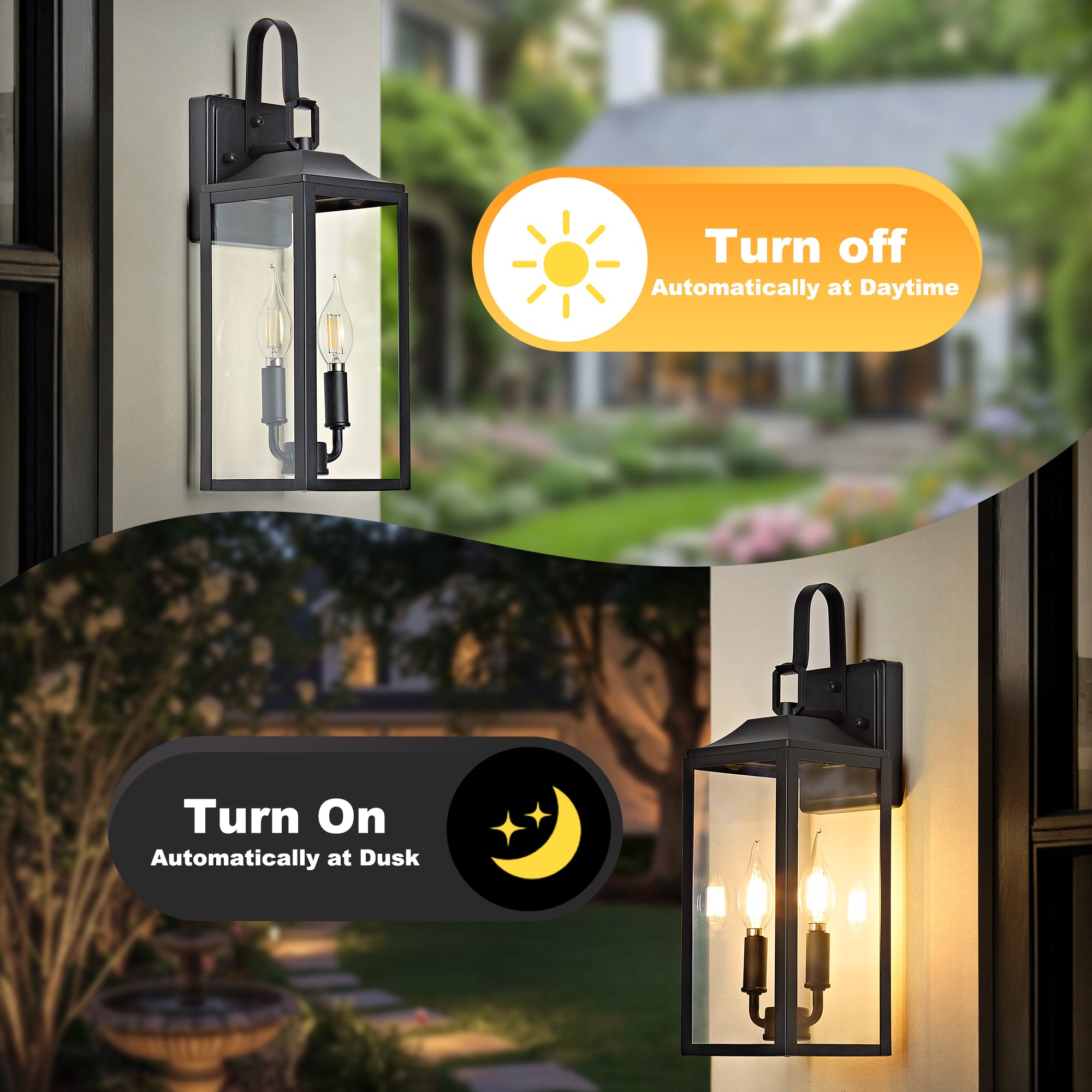 Outdoor Lighting Fixtures Dusk to Dawn Wall Sconce Front Porch Exterior Light 1-Pack