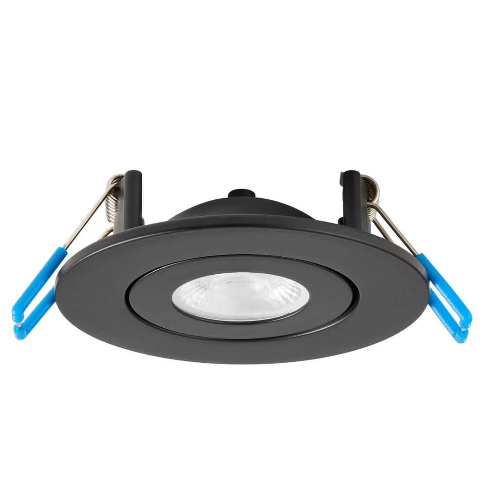 OKELI Adjustable Slim Recessed LED Floating Gimbal Downlight, 360-Lumens, 5-CCT Color Selectable 2700K-5000K, Black Trim