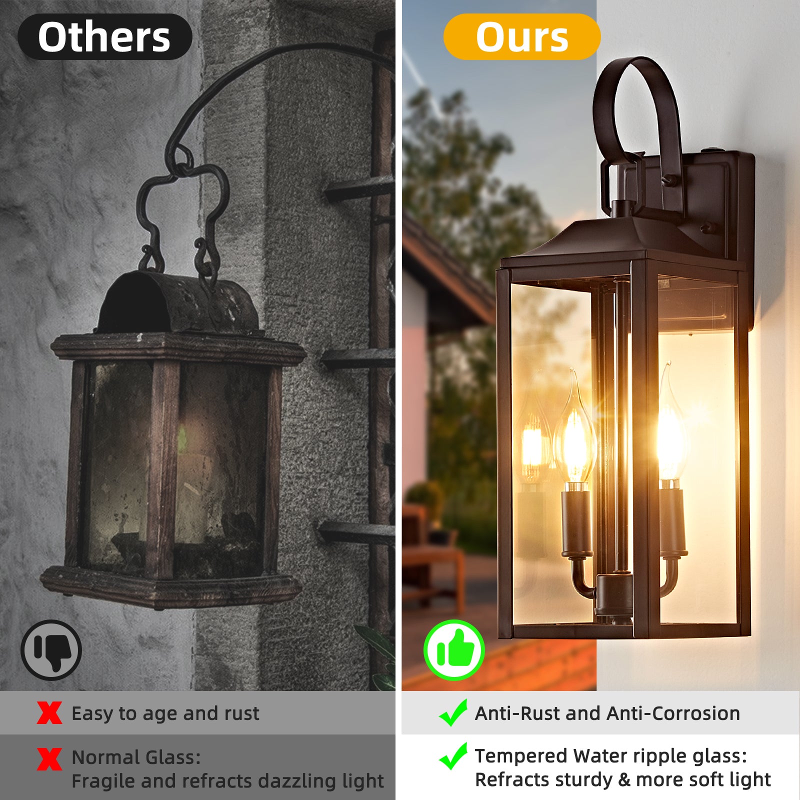 Outdoor Lighting Fixtures Dusk to Dawn Wall Sconce Front Porch Exterior Light 1-Pack