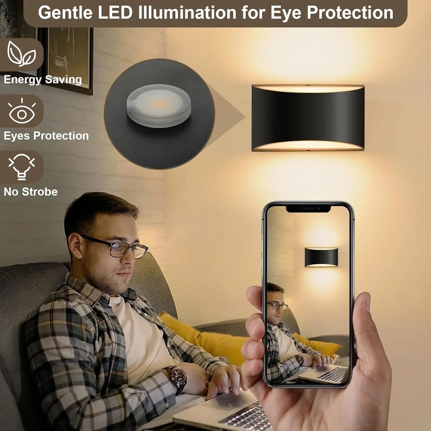 OKELI Modern Black LED Wall Sconces, 1 Pack Up and Down Indoor Wall Lights, Hardwired Sconces - okeli lights