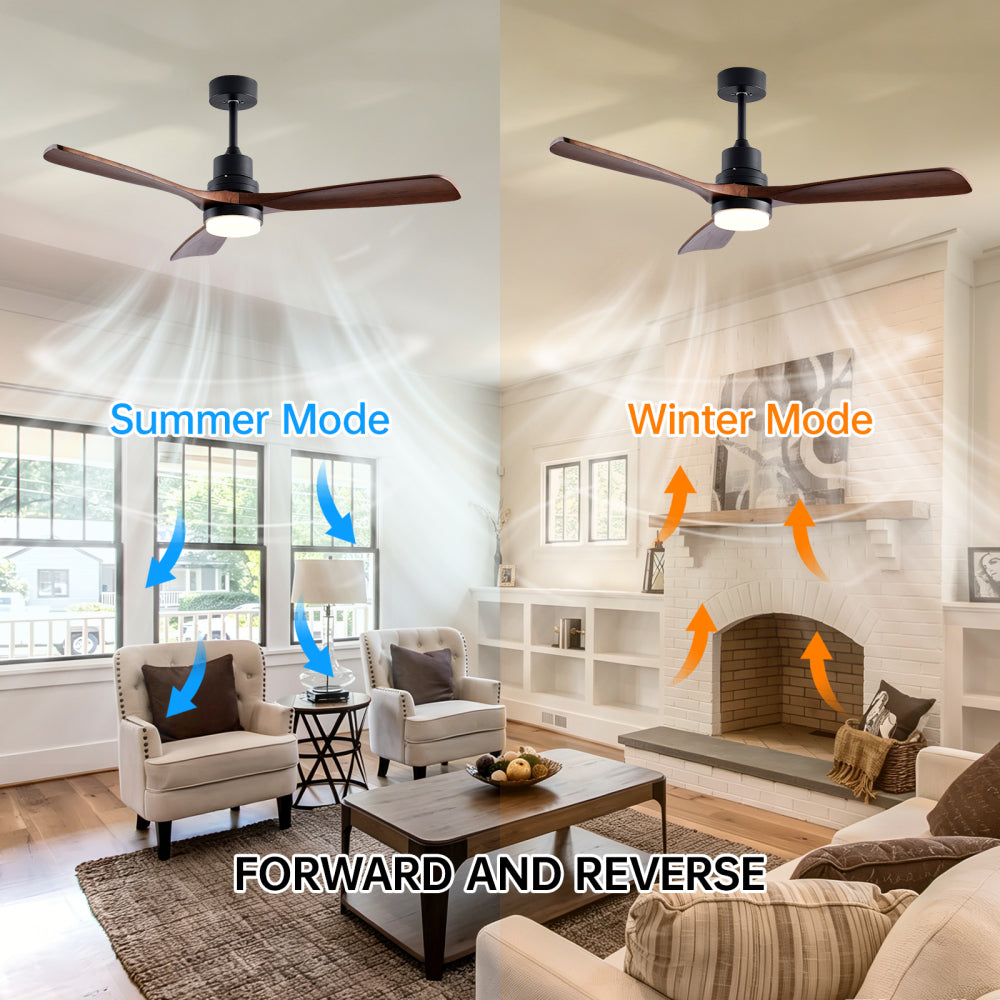 52-Inch Modern Ceiling Fan with Light, 3-Blade DC Motor Ceiling Fan with Remote Control, 6 Speeds, 3 CCT, Brushed Nickel & Black