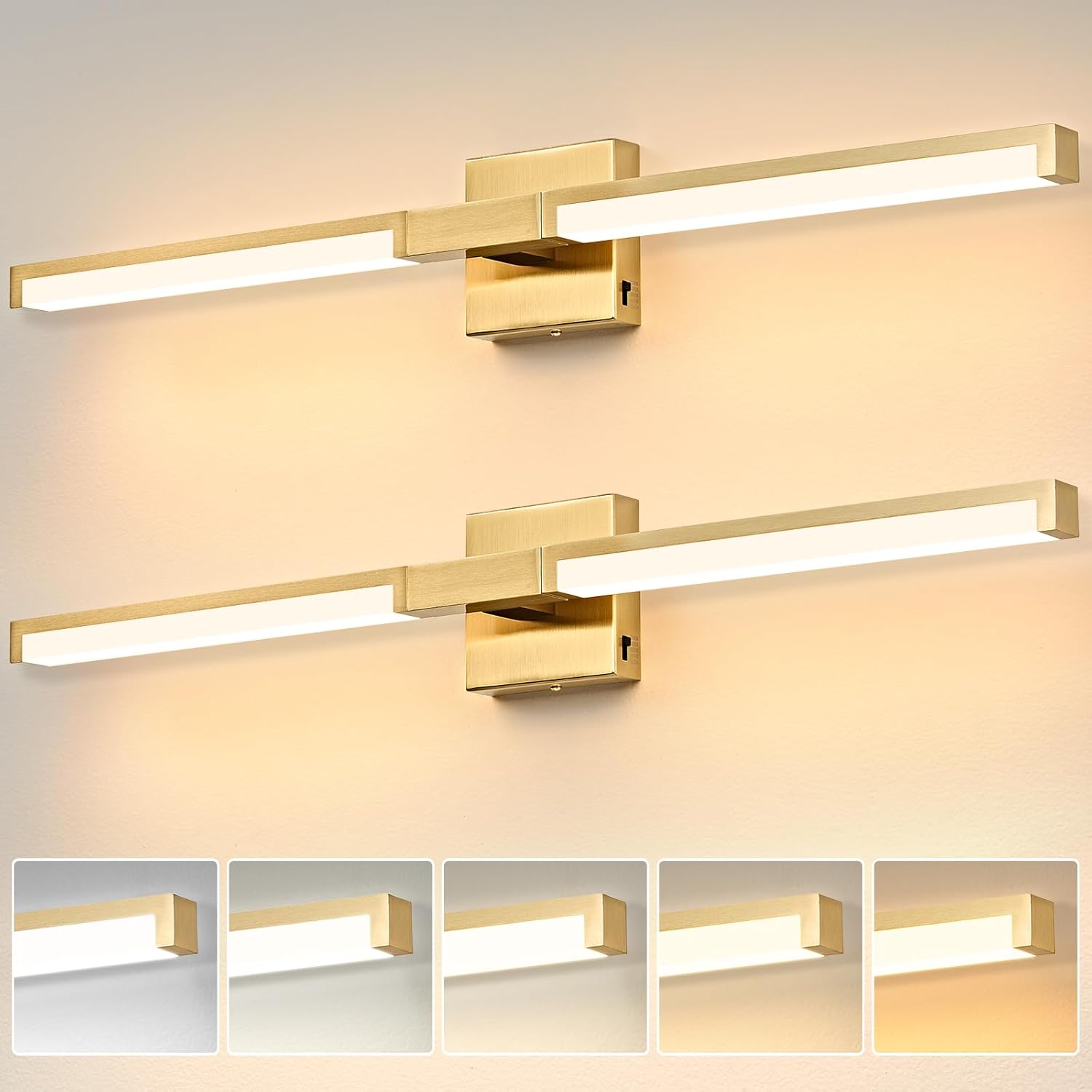 OKELI Modern LED Bathroom Vanity Light Bar – 5CCT Dimmable, 24W Over Mirror Light Fixture