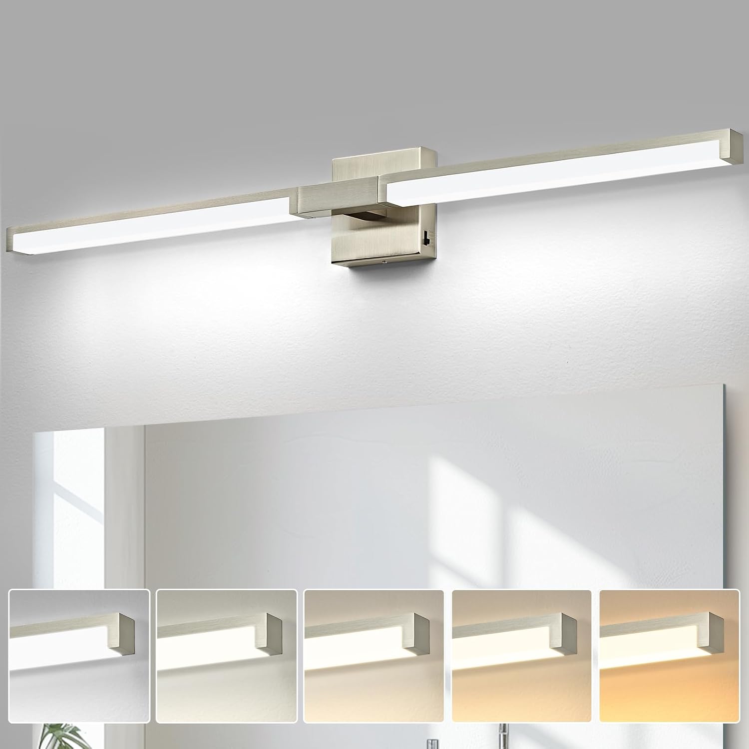 OKELI Modern LED Bathroom Vanity Light Bar – 5CCT Dimmable, 24W Over Mirror Light Fixture