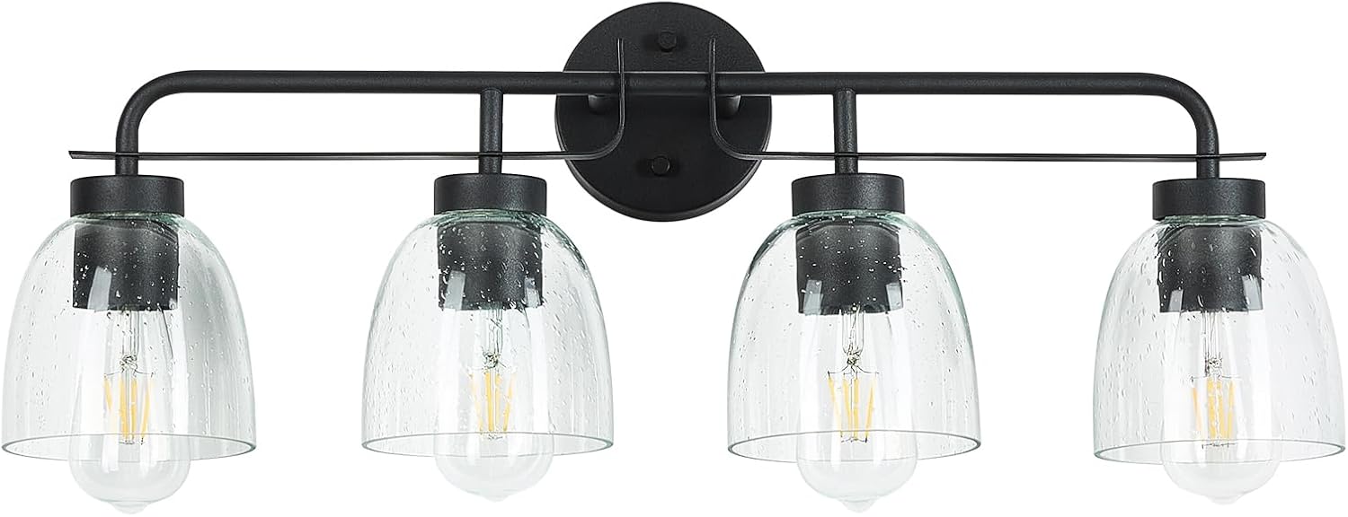 Mid-Century Modern Bathroom Vanity Light Wall Sconce with Frosted White Glass Shades E26 Base