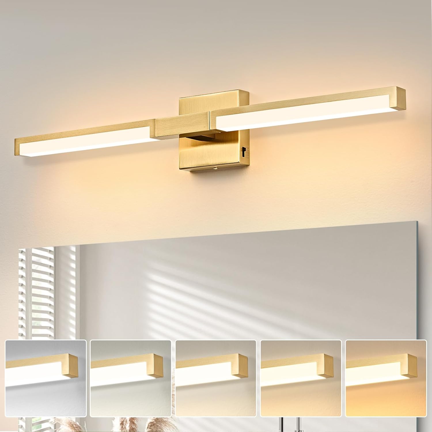 OKELI Modern LED Bathroom Vanity Light Bar – 5CCT Dimmable, 24W Over Mirror Light Fixture