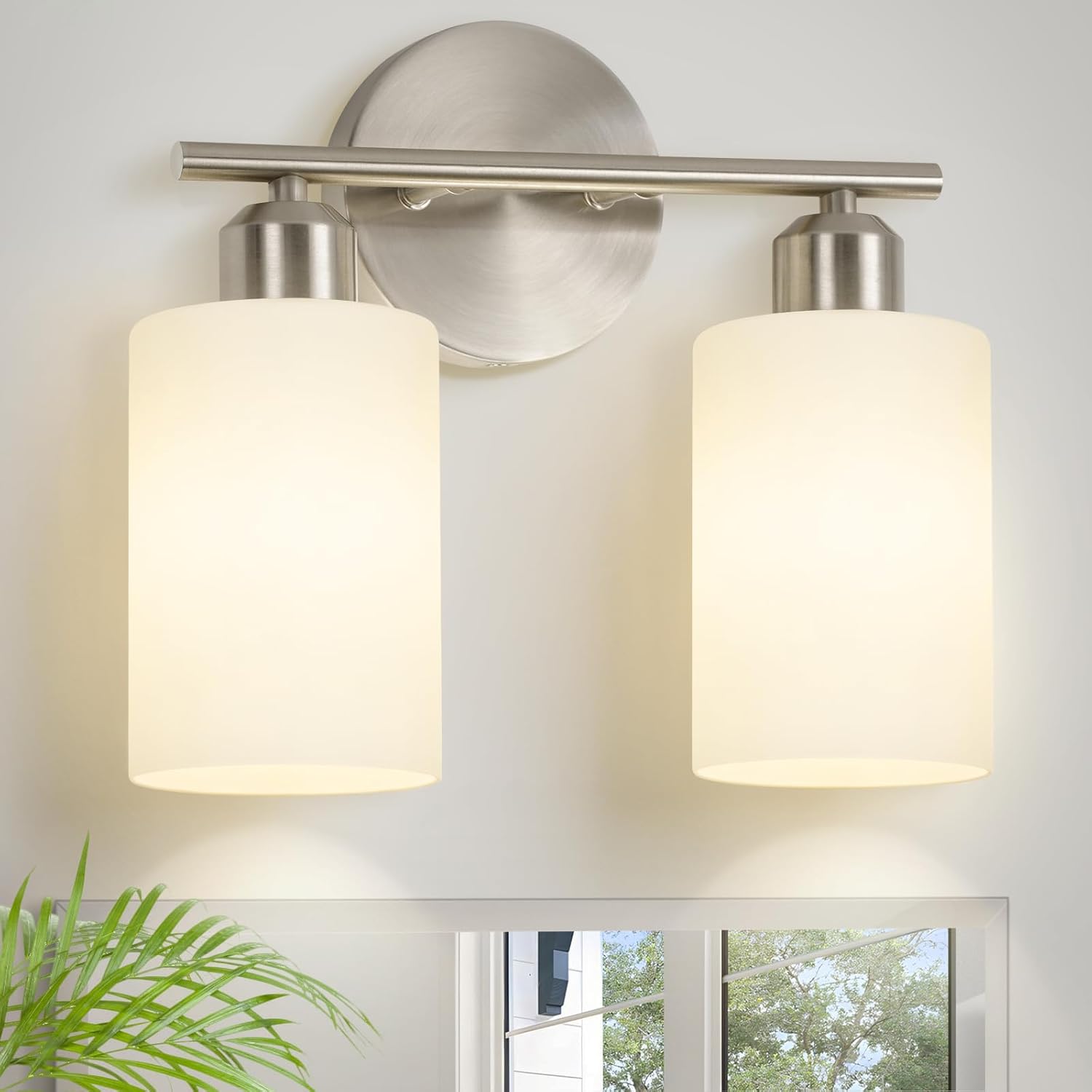 Bathroom Light Fixtures Modern Vanity Lights with Frosted Glass Shades 2-Light