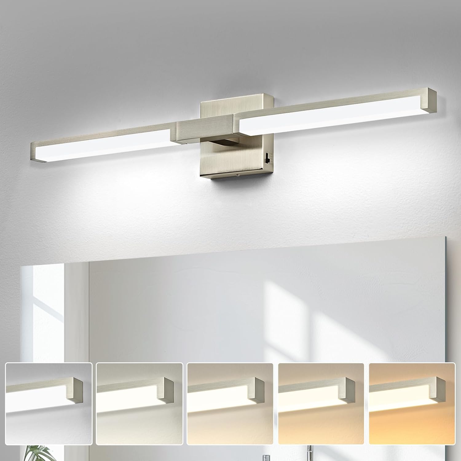 OKELI Modern LED Bathroom Vanity Light Bar – 5CCT Dimmable, 24W Over Mirror Light Fixture