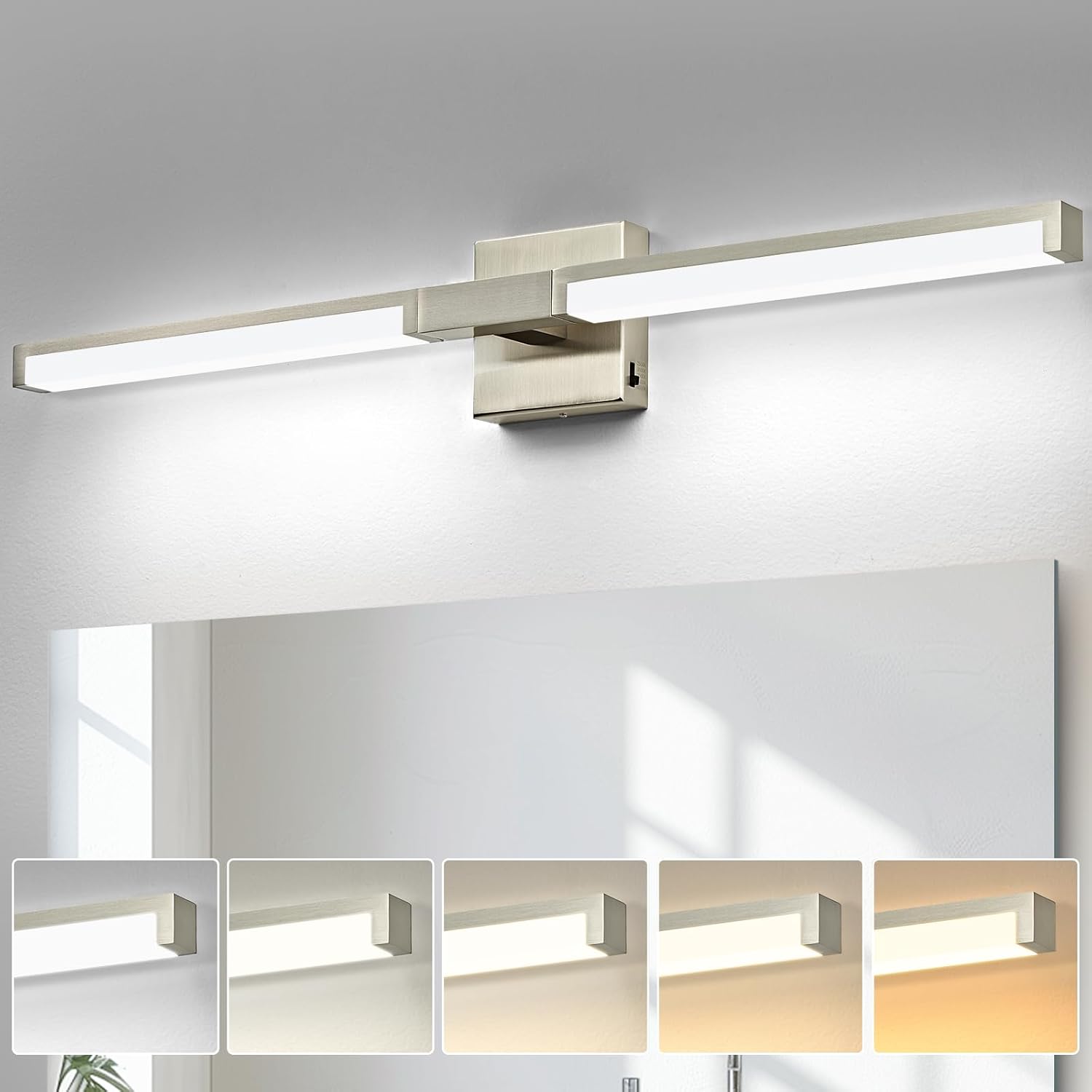 OKELI Modern LED Bathroom Vanity Light Bar – 5CCT Dimmable, 24W Over Mirror Light Fixture