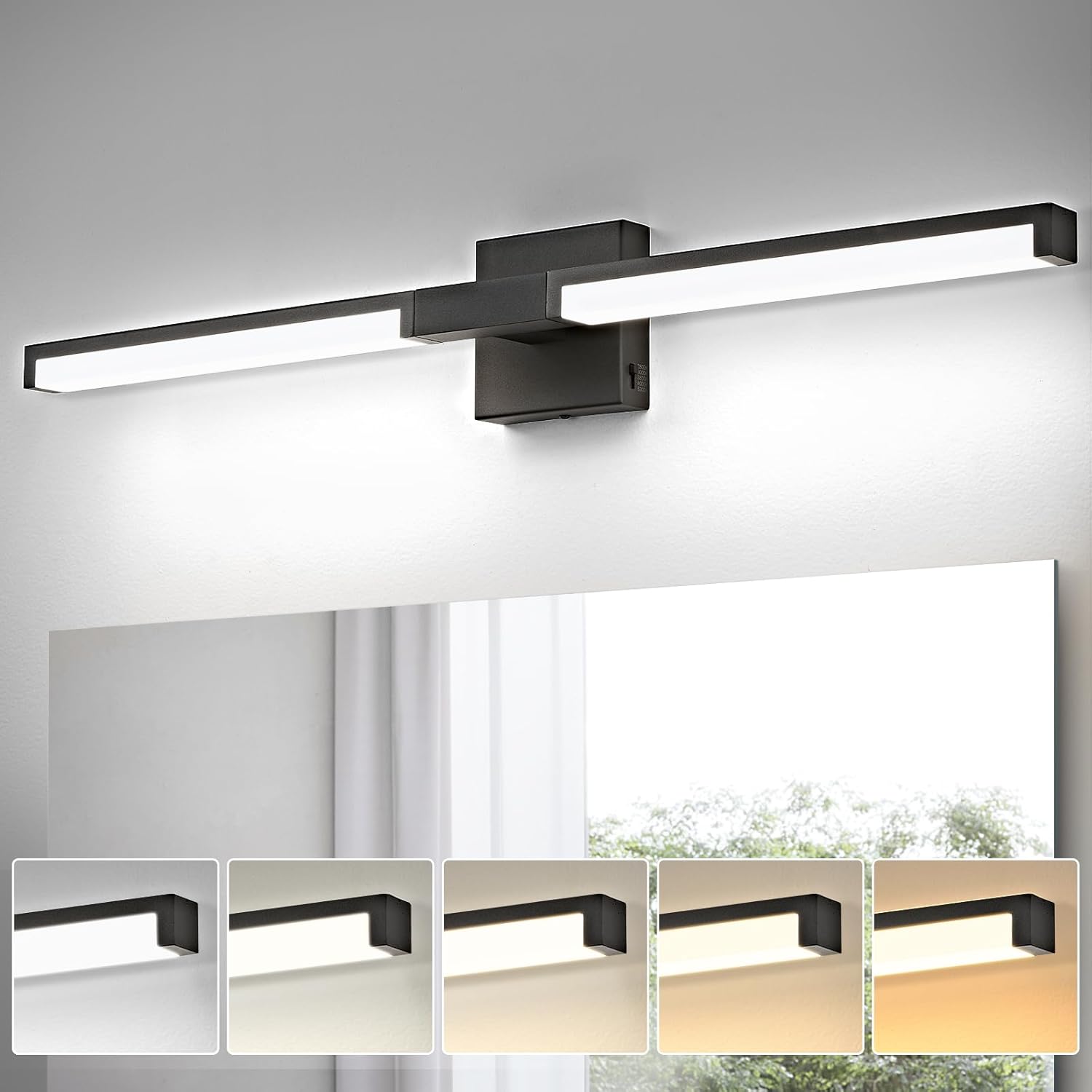 OKELI Modern LED Bathroom Vanity Light Bar – 5CCT Dimmable, 24W Over Mirror Light Fixture