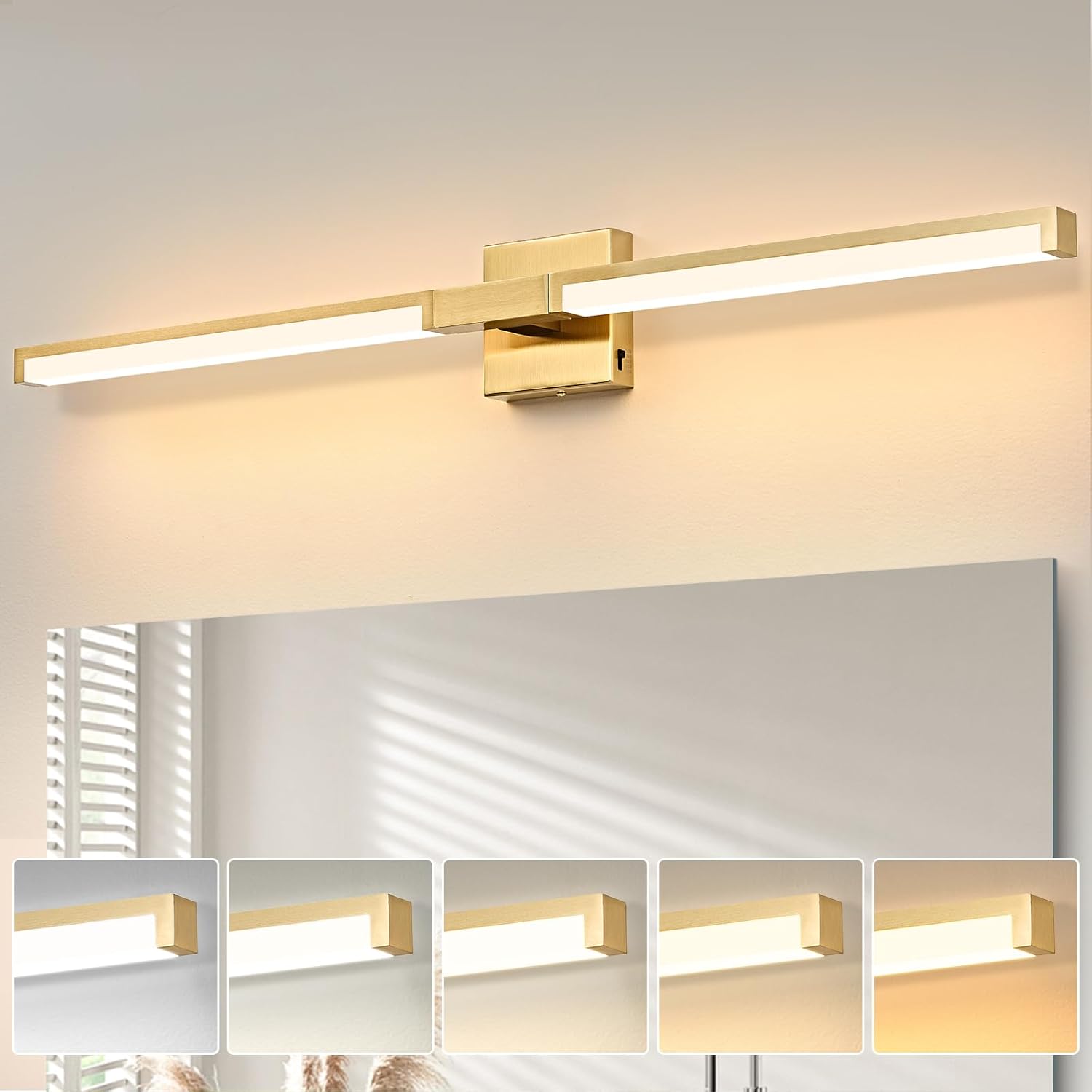 OKELI Modern LED Bathroom Vanity Light Bar – 5CCT Dimmable, 24W Over Mirror Light Fixture