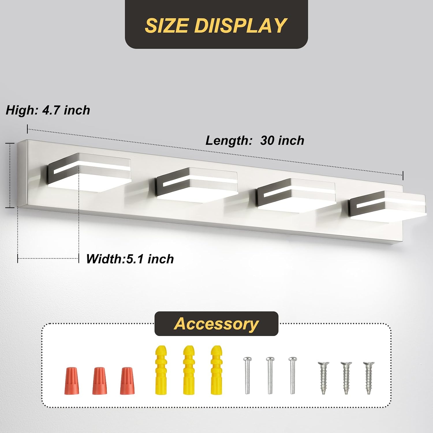 Bathroom Vanity Light Fixtures Brushed Nickel LED Dimmable Modern Wall Mounted Lighting 4 Lights - okeli lights