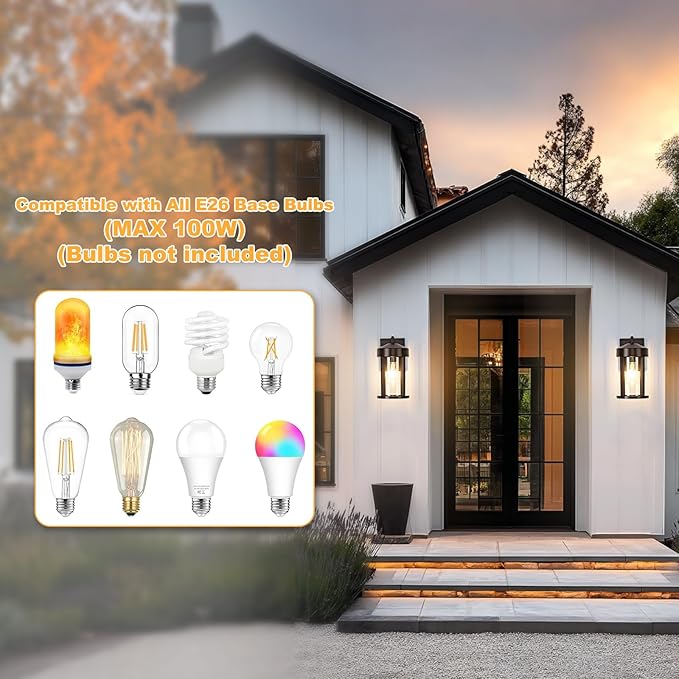 OKELI Dusk to Dawn Coffee-Bronze Outdoor Wall Lights Fixture with Photocell Sensor Waterproof Anti-Rust Porch Light