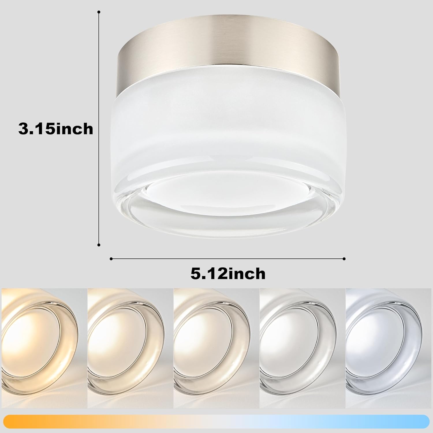OKELI Modern Glass Ceiling Light Fixture, LED Flush Mount Ceiling Light
