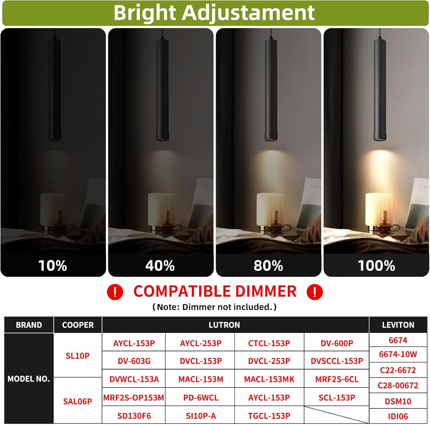 OKELI Black LED Pendant Light, 3CCT Dimmable Hanging Light with Adjustable Beam Angle, 7W Modern Cylinder Pendant