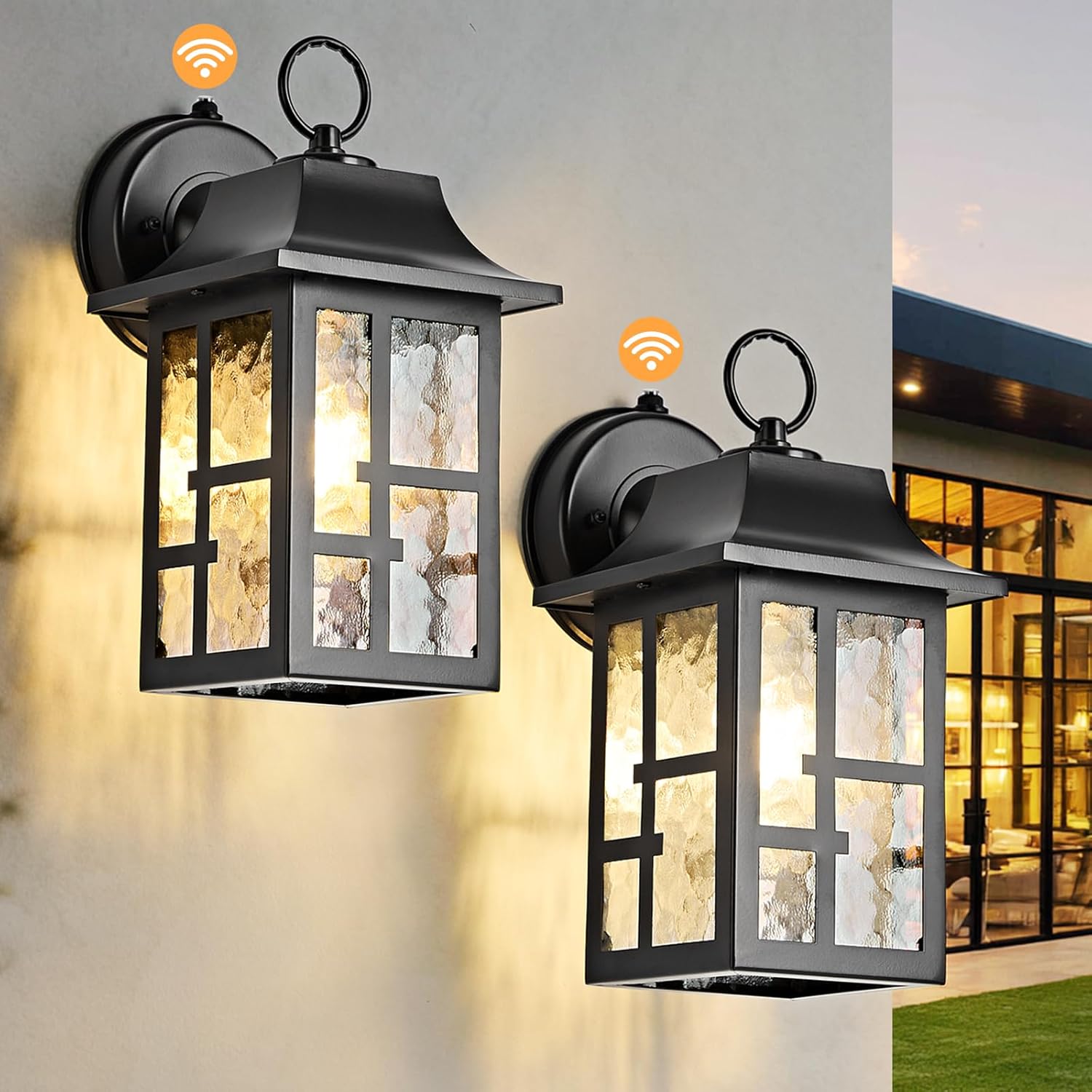 Outdoor Wall Lights Dusk to Dawn Waterproof Anti-rust Lantern Front Porch Sconce Lighting 11.4inch
