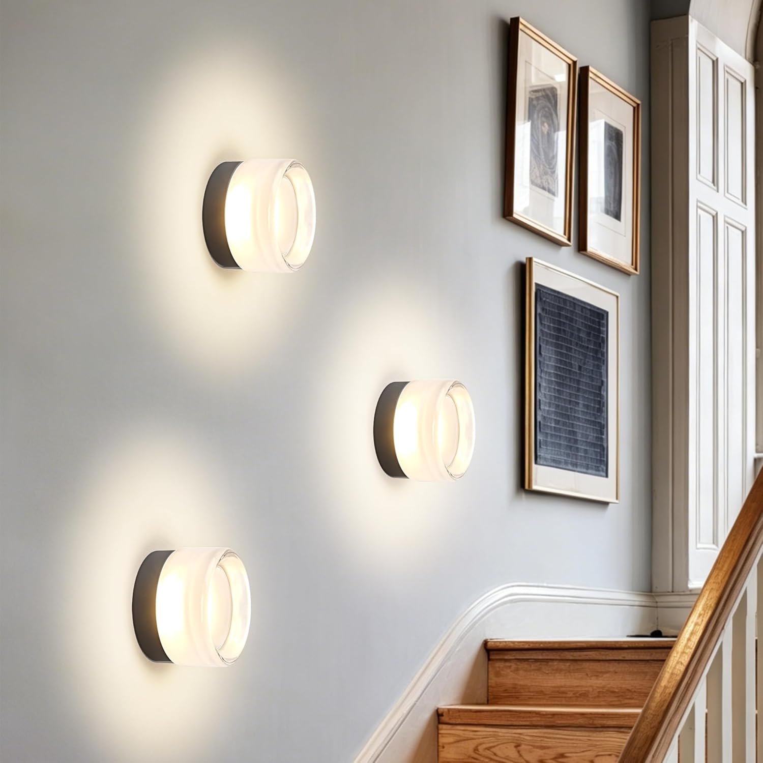 OKELI Modern Glass Ceiling Light Fixture, LED Flush Mount Ceiling Light