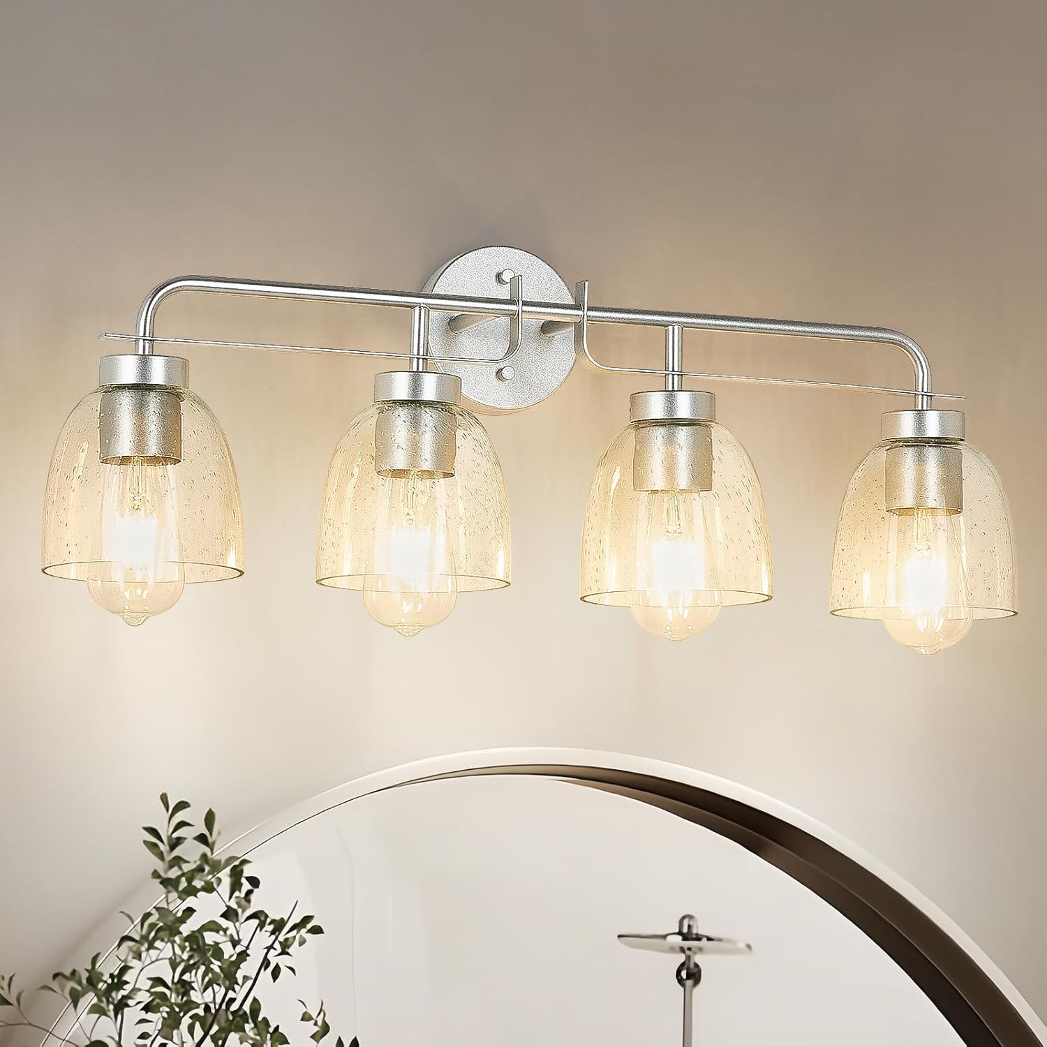 Mid-Century Modern Bathroom Vanity Light Wall Sconce with Frosted White Glass Shades E26 Base