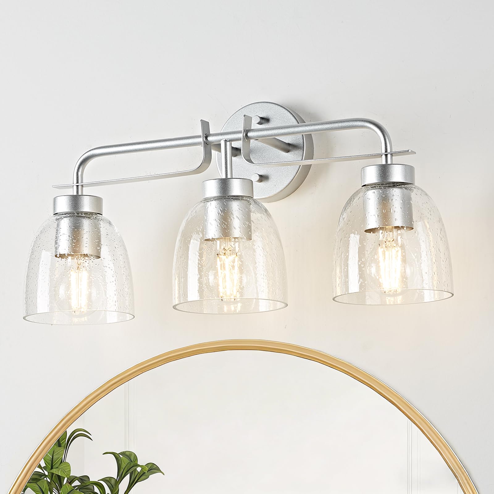 Mid-Century Modern Bathroom Vanity Light Wall Sconce with Frosted White Glass Shades E26 Base