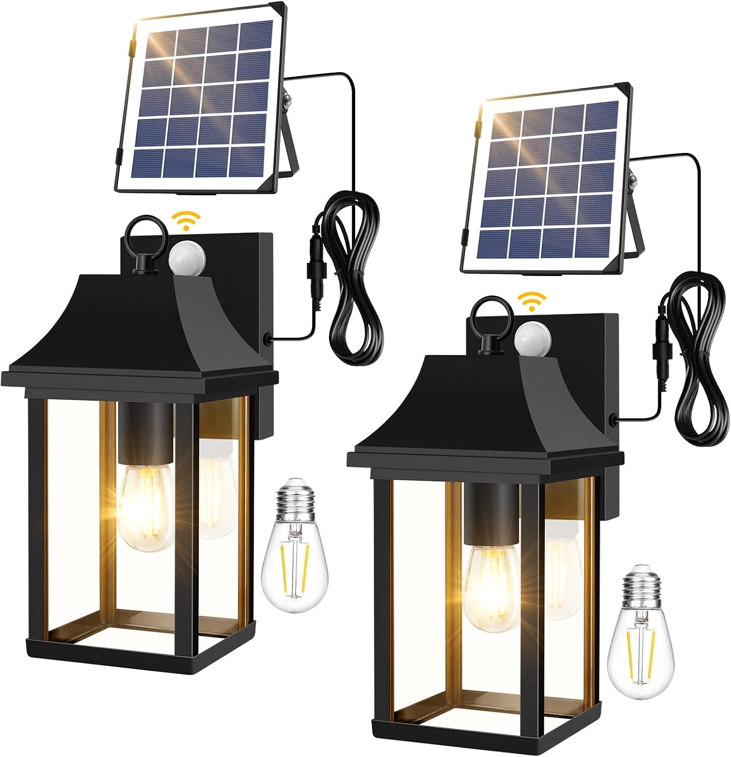 OKELI Solar Motion Sensor Porch Light – Dusk to Dawn, Replaceable Battery, Waterproof Wall Sconce