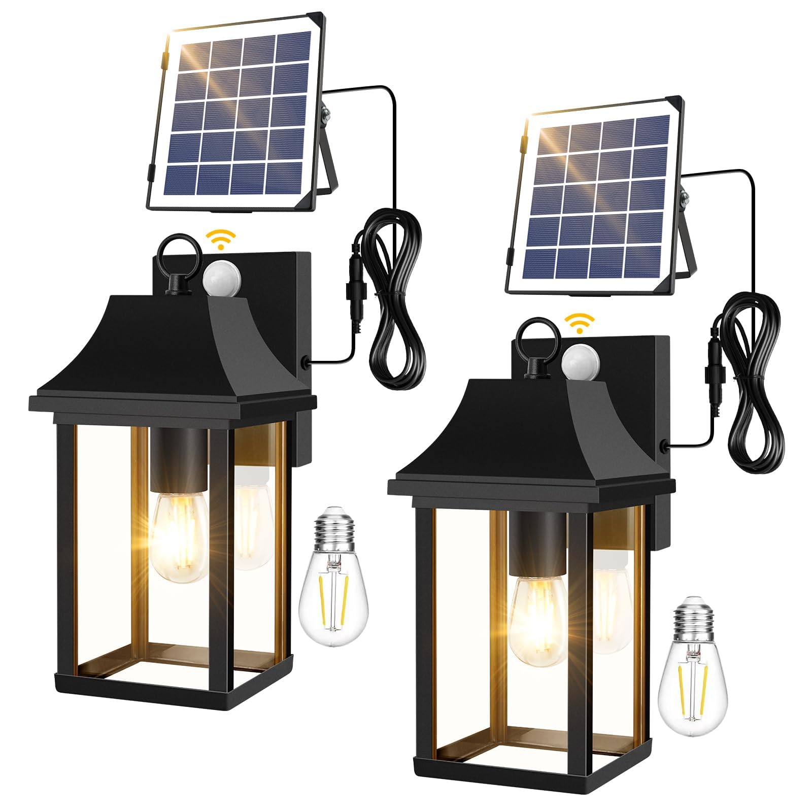 OKELI Solar Motion Sensor Porch Light – Dusk to Dawn, Replaceable Battery, Waterproof Wall Sconce