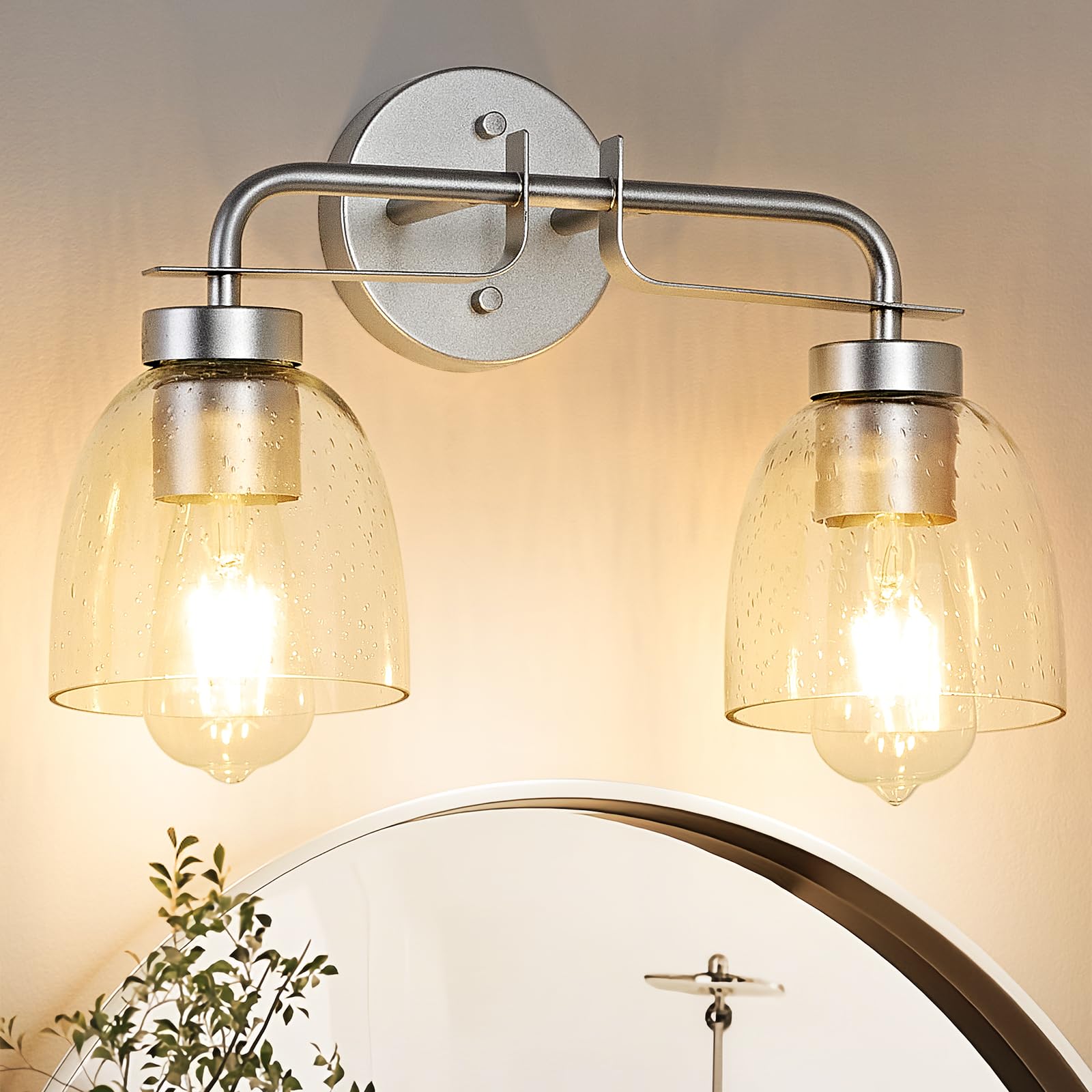 Mid-Century Modern Bathroom Vanity Light Wall Sconce with Frosted White Glass Shades E26 Base