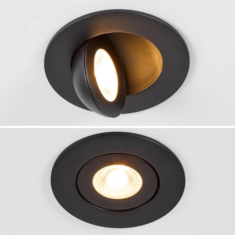 OKELI Adjustable Slim Recessed LED Floating Gimbal Downlight, 360-Lumens, 5-CCT Color Selectable 2700K-5000K, Black Trim