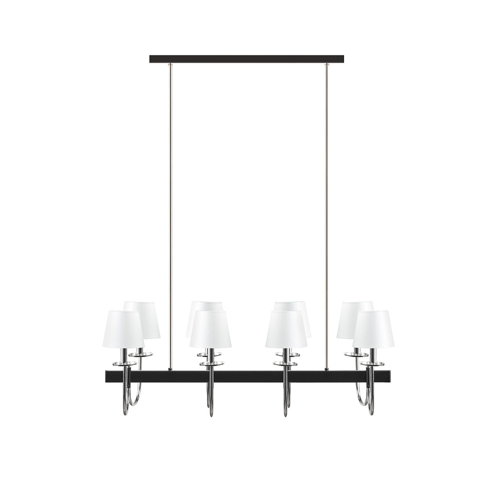 8-Light Traditional Chandelier with Drum Shades – Black & Silver Ceiling Light for Dining Room & Kitchen Island