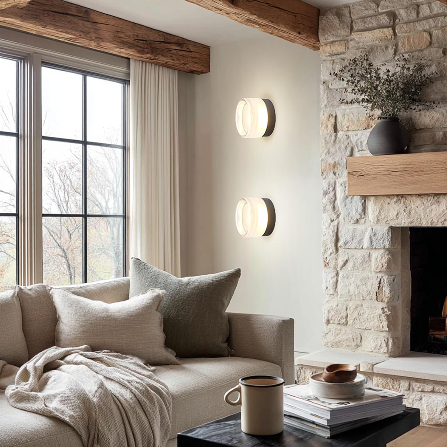 OKELI Modern Glass Ceiling Light Fixture, LED Flush Mount Ceiling Light
