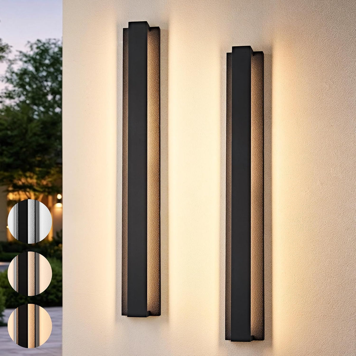 OKELI Modern Black LED Dimmable Outdoor Wall Light Minimalist Linear Design Lighting