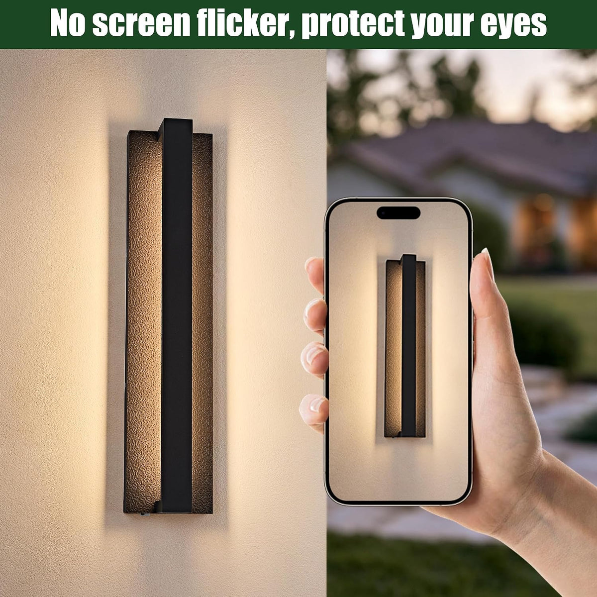 OKELI Modern Black LED Dimmable Outdoor Wall Light Minimalist Linear Design Lighting