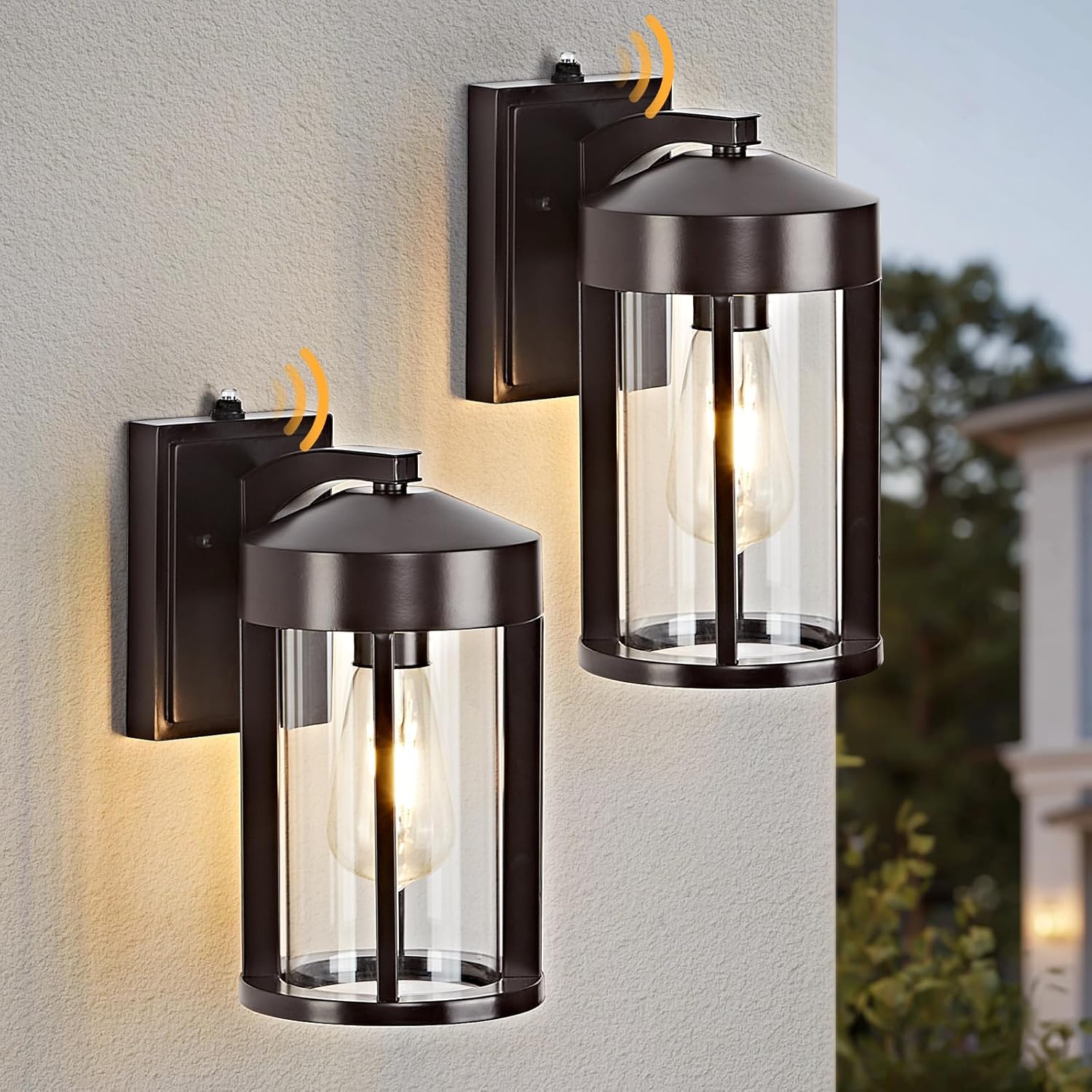 OKELI Dusk to Dawn Coffee-Bronze Outdoor Wall Lights Fixture with Photocell Sensor Waterproof Anti-Rust Porch Light