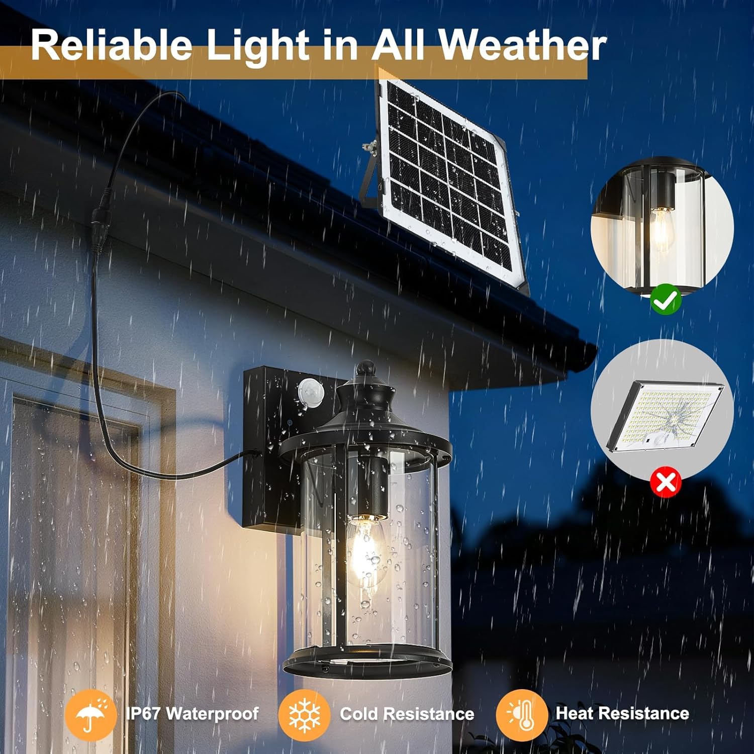 OKELI Vintage Solar Porch Light – Dusk to Dawn Motion Sensor, Replaceable Battery, Waterproof Wall Lantern