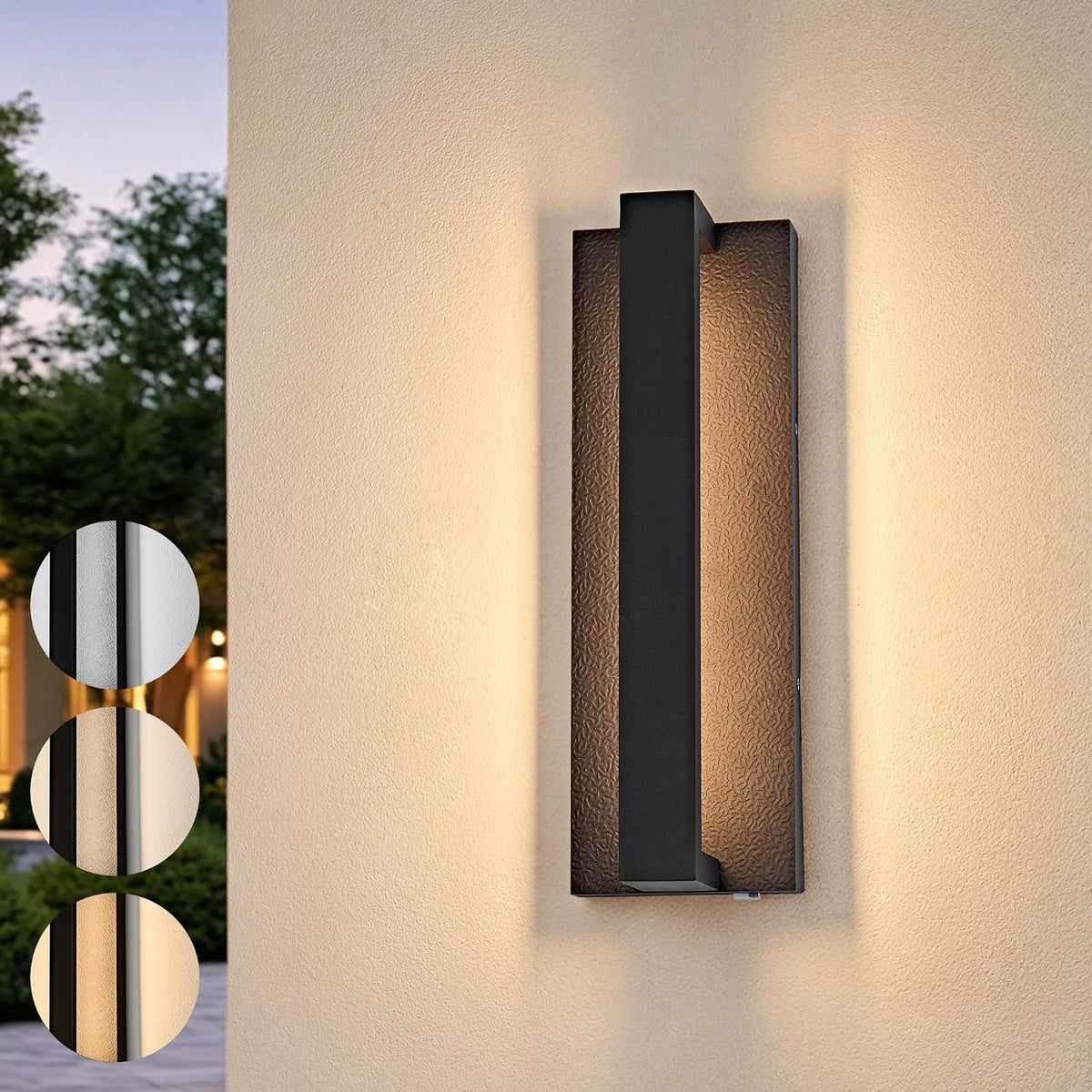 OKELI Modern Black LED Dimmable Outdoor Wall Light Minimalist Linear Design Lighting