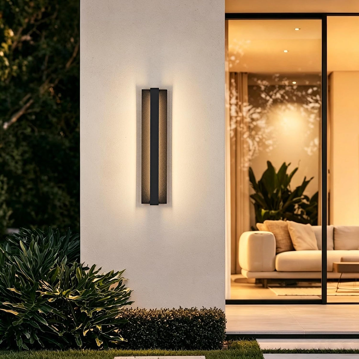 OKELI Modern Black LED Dimmable Outdoor Wall Light Minimalist Linear Design Lighting