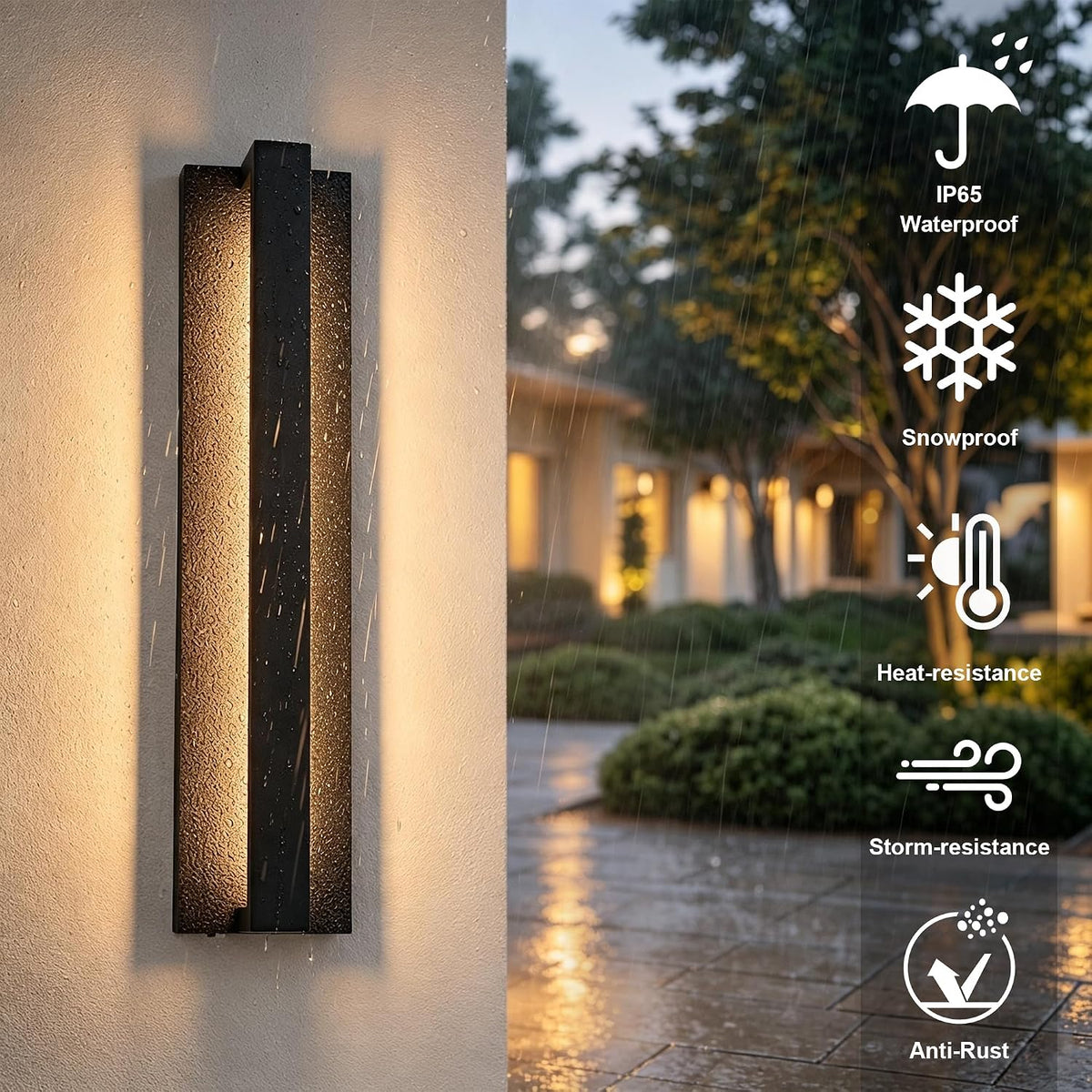 OKELI Modern Black LED Dimmable Outdoor Wall Light Minimalist Linear Design Lighting