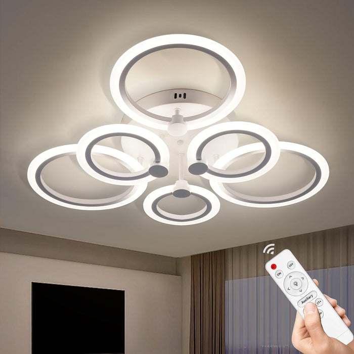 Modern LED Ceiling Light Dimmable 6 Rings Flush Mount Fixtures - okeli lights